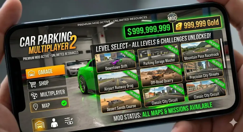 All level unlocked in Car parking Multiplayer 2