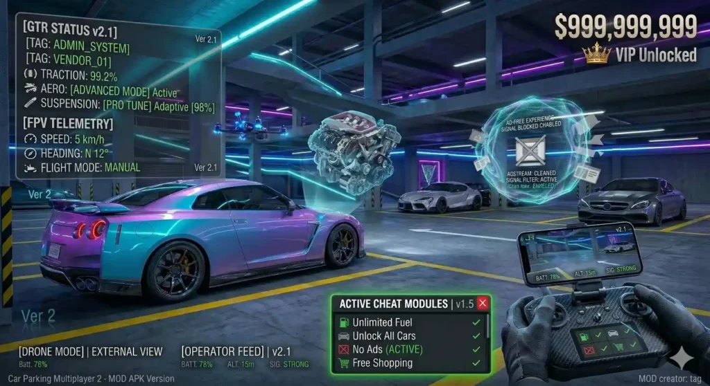 Drone mode in Car parking multiplayer 2