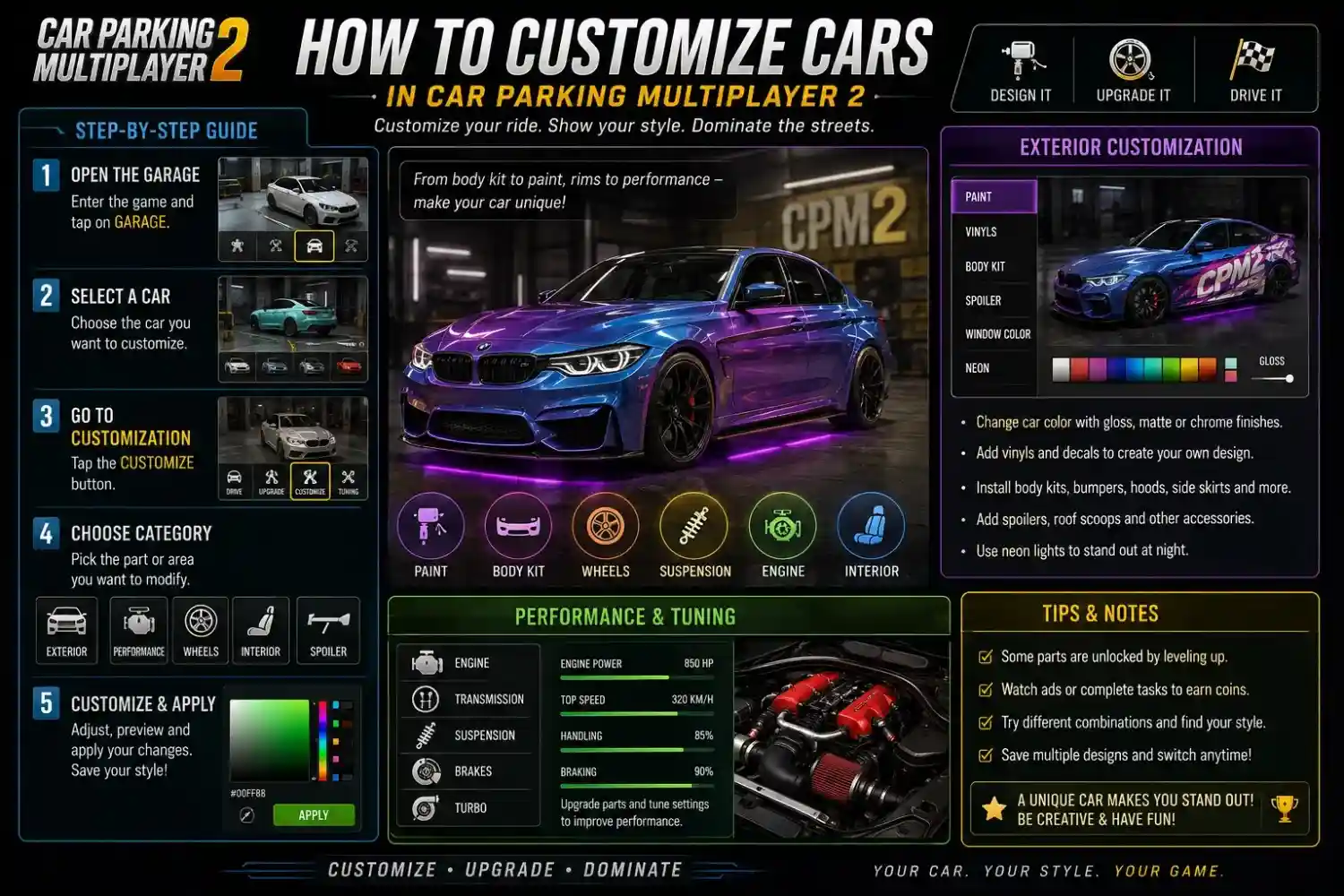 How to customize cars in CPM 2